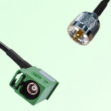 FAKRA SMB E 6002 green Female Jack Right Angle to UHF Male Plug Cable