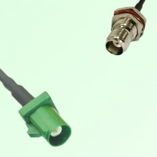 FAKRA SMB E 6002 green Male Plug to TNC Bulkhead Female Jack Cable