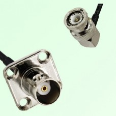 BNC Female 4 Hole Panel Mount to BNC Male RA  RF Cable Assembly