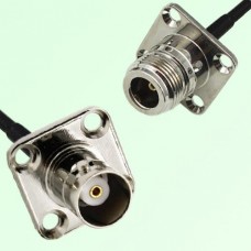 BNC Female Panel Mount to N Female Panel Mount  RF Cable Assembly