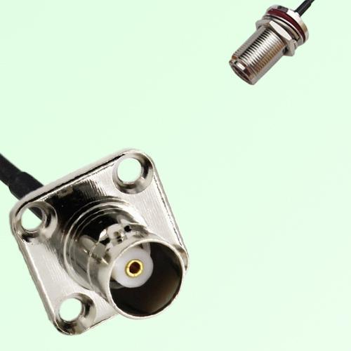 BNC Female 4 Hole Panel Mount to N Bulkhead Female  RF Cable Assembly