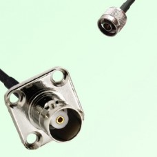 BNC Female 4 Hole Panel Mount to N Male  RF Cable Assembly