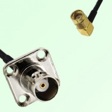 BNC Female 4 Hole Panel Mount to RP SMA Male RA  RF Cable Assembly