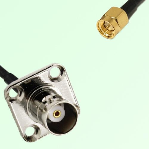 BNC Female 4 Hole Panel Mount to SMA Male  RF Cable Assembly