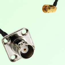 BNC Female 4 Hole Panel Mount to SMA Male RA  RF Cable Assembly