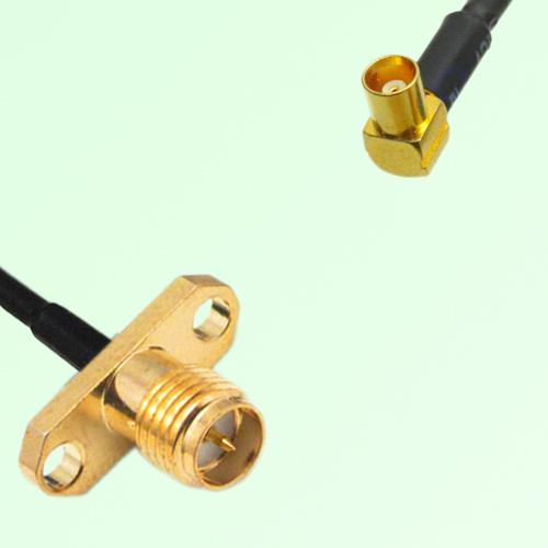 RP SMA Female 2 Hole Panel Mount to MCX Female RA  RF Cable Assembly