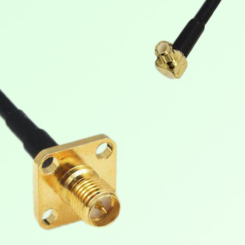 RP SMA Female 4 Hole Panel Mount to MCX Male RA  RF Cable Assembly
