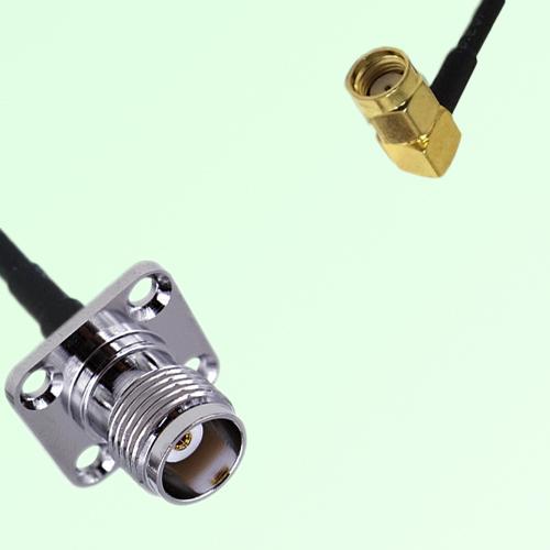 TNC Female 4 Hole Panel Mount to RP SMA Male RA  RF Cable Assembly