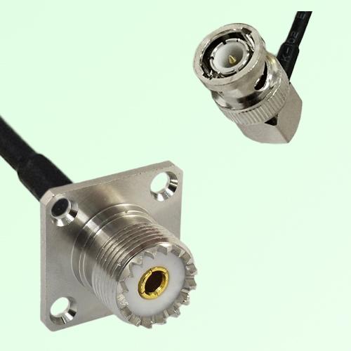 UHF Female 4 Hole Panel Mount to BNC Male RA  RF Cable Assembly