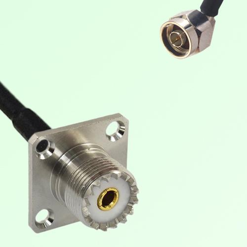UHF Female 4 Hole Panel Mount to N Male Right Angle  RF Cable Assembly