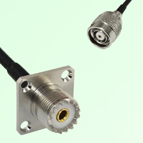 UHF Female 4 Hole Panel Mount to RP TNC Male  RF Cable Assembly