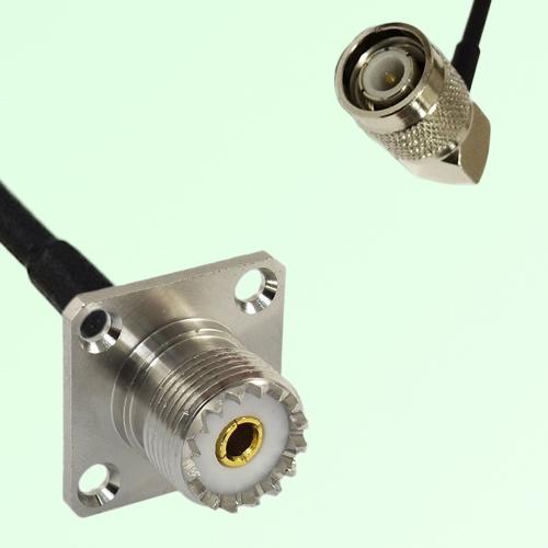 UHF Female 4 Hole Panel Mount to TNC Male RA  RF Cable Assembly