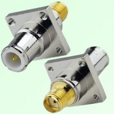 4 Hole Flange Mount BNC Male Quick Push-on to SMA Female Adapter