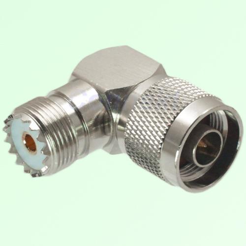 Right Angle N Male Plug to UHF SO239 Female Jack Adapter