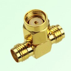 T Type RP SMA Male Plug to Two SMA Female Jack Adapter