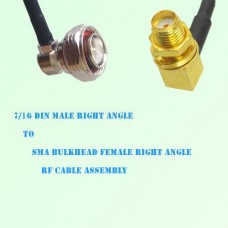 7/16 DIN Male R/A to SMA Bulkhead Female R/A RF Cable Assembly