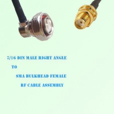 7/16 DIN Male Right Angle to SMA Bulkhead Female RF Cable Assembly