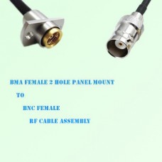BMA Female 2 Hole Panel Mount to BNC Female RF Cable Assembly