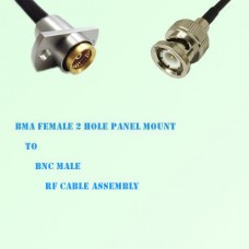 BMA Female 2 Hole Panel Mount to BNC Male RF Cable Assembly