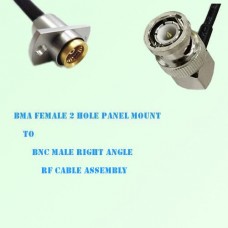 BMA Female 2 Hole Panel Mount to BNC Male R/A RF Cable Assembly