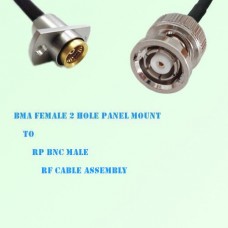 BMA Female 2 Hole Panel Mount to RP BNC Male RF Cable Assembly
