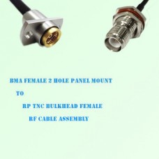 BMA Female 2 Hole Panel Mount to RP TNC Bulkhead Female RF Cable