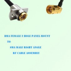 BMA Female 2 Hole Panel Mount to SMA Male R/A RF Cable Assembly