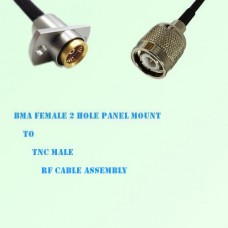 BMA Female 2 Hole Panel Mount to TNC Male RF Cable Assembly