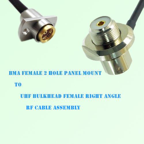 BMA Female 2 Hole Panel Mount to UHF Bulkhead Female R/A RF Cable