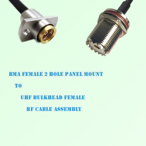 BMA Female 2 Hole Panel Mount to UHF Bulkhead Female RF Cable Assembly