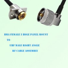 BMA Female 2 Hole Panel Mount to UHF Male R/A RF Cable Assembly