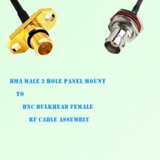 BMA Male 2 Hole Panel Mount to BNC Bulkhead Female RF Cable Assembly