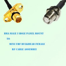 BMA Male 2 Hole Panel Mount to Mini UHF Bulkhead Female RF Cable