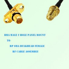 BMA Male 2 Hole Panel Mount to RP SMA Bulkhead Female RF Cable