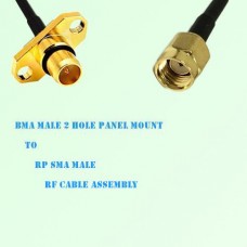 BMA Male 2 Hole Panel Mount to RP SMA Male RF Cable Assembly