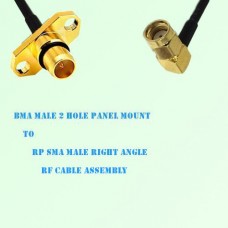 BMA Male 2 Hole Panel Mount to RP SMA Male R/A RF Cable Assembly