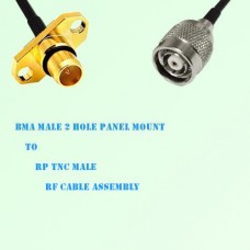 BMA Male 2 Hole Panel Mount to RP TNC Male RF Cable Assembly
