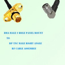 BMA Male 2 Hole Panel Mount to RP TNC Male R/A RF Cable Assembly