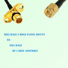 BMA Male 2 Hole Panel Mount to SMA Male RF Cable Assembly