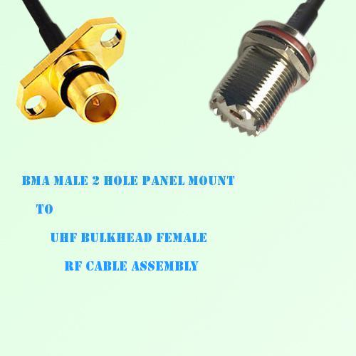 BMA Male 2 Hole Panel Mount to UHF Bulkhead Female RF Cable Assembly
