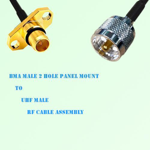 BMA Male 2 Hole Panel Mount to UHF Male RF Cable Assembly