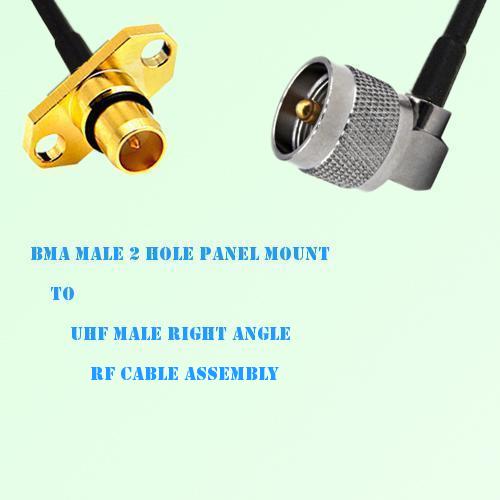 BMA Male 2 Hole Panel Mount to UHF Male Right Angle RF Cable Assembly