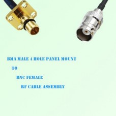 BMA Male 4 Hole Panel Mount to BNC Female RF Cable Assembly