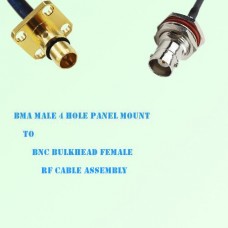 BMA Male 4 Hole Panel Mount to BNC Bulkhead Female RF Cable Assembly