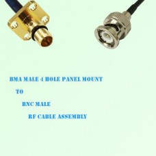 BMA Male 4 Hole Panel Mount to BNC Male RF Cable Assembly