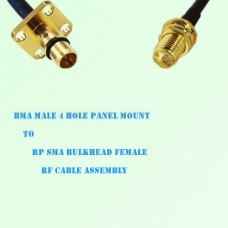 BMA Male 4 Hole Panel Mount to RP SMA Bulkhead Female RF Cable