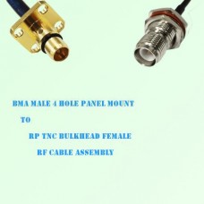 BMA Male 4 Hole Panel Mount to RP TNC Bulkhead Female RF Cable