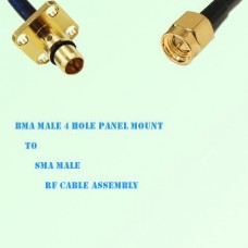 BMA Male 4 Hole Panel Mount to SMA Male RF Cable Assembly