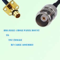 BMA Male 4 Hole Panel Mount to TNC Female RF Cable Assembly
