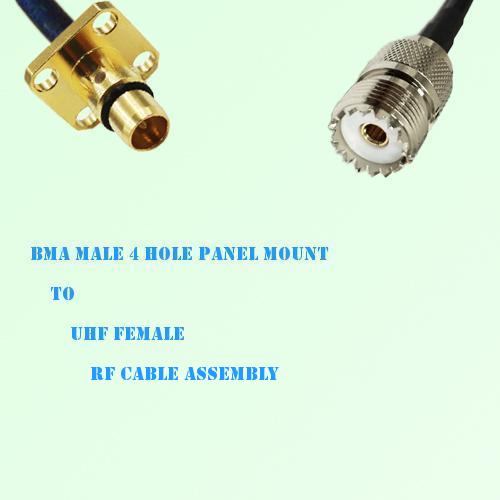 BMA Male 4 Hole Panel Mount to UHF Female RF Cable Assembly
